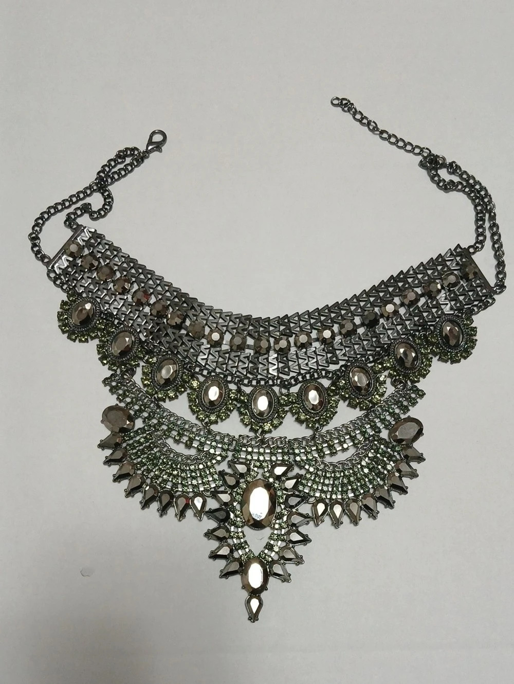 Statement Pendant Necklace in Silver Black Like New